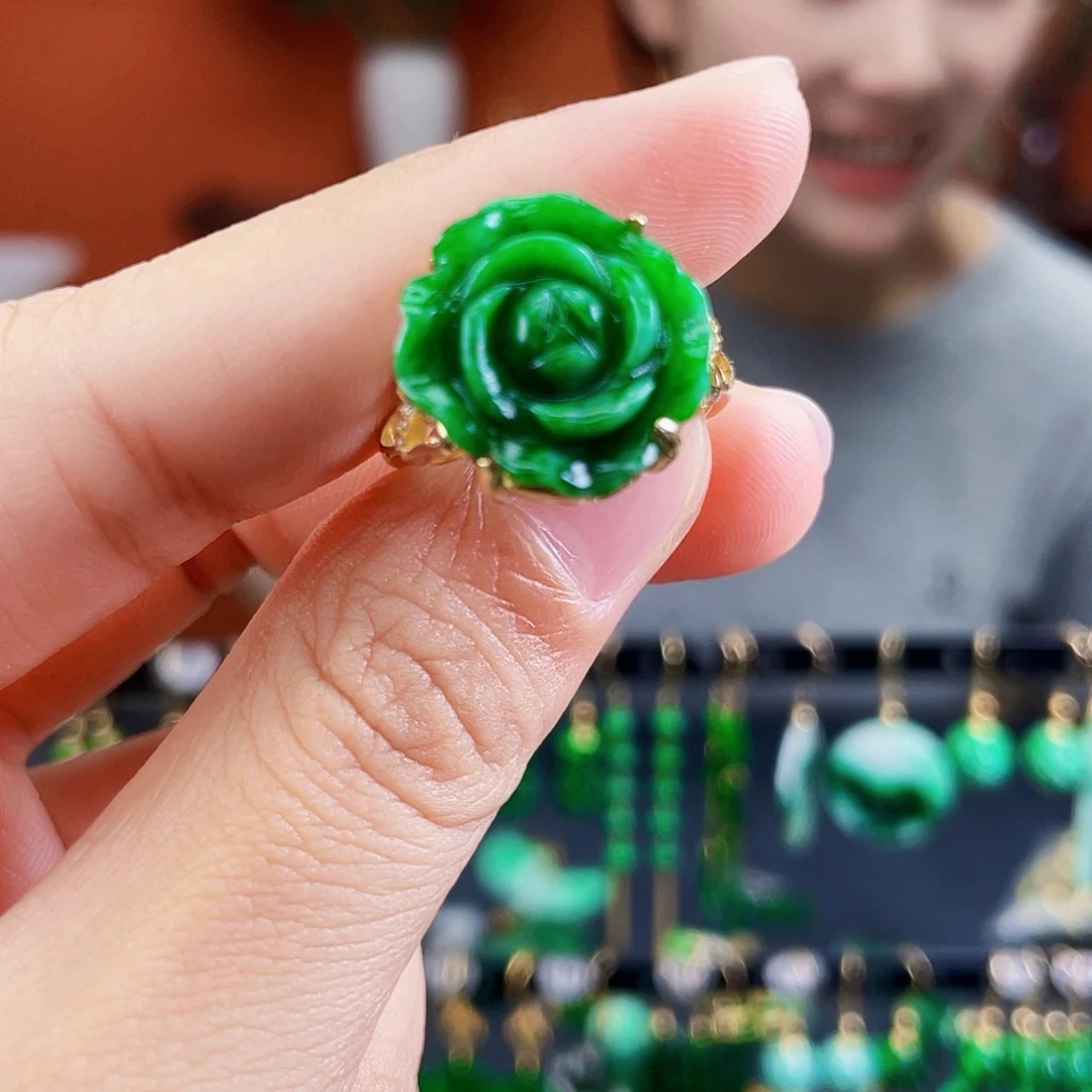 翡翠银S925镶嵌耳饰