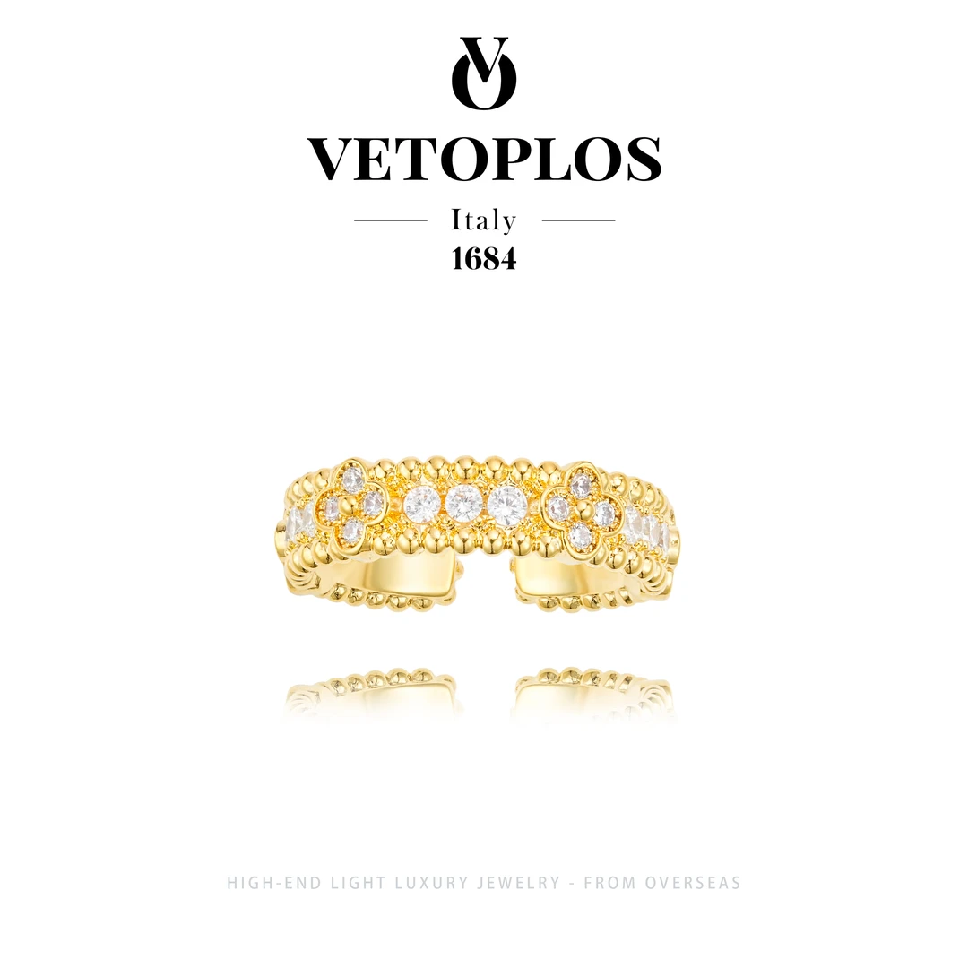 【晴空四叶】Vetoplos高级设计感轻奢镶嵌开口戒 F4242