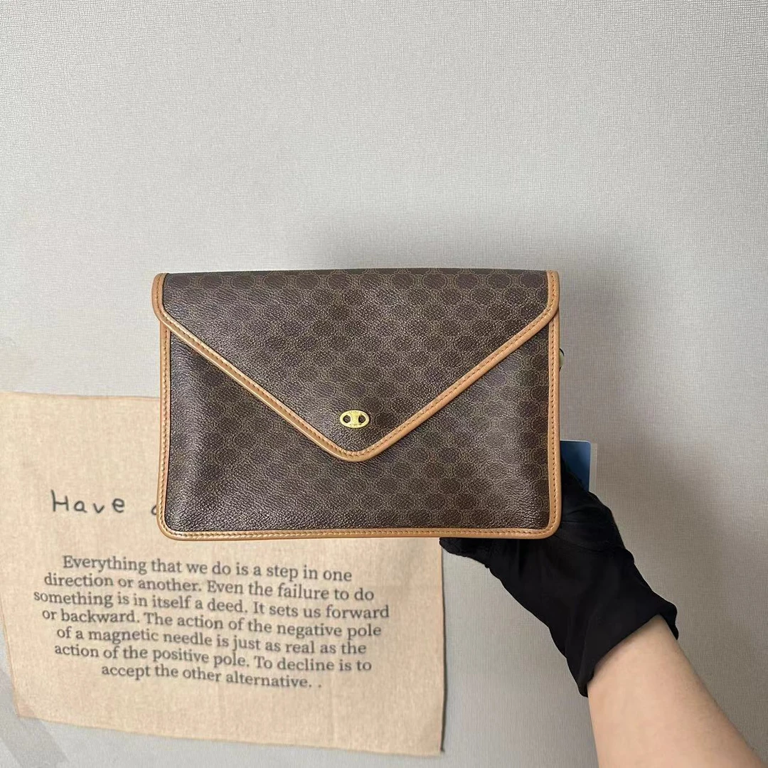 95新 Celine/思琳 思琳中古凯旋门印花信封包/手拿包/腋下包