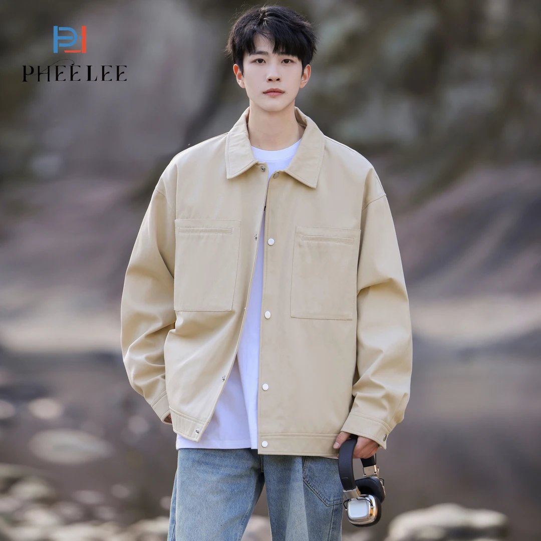 PHL时尚百搭爆款2025年春季新款夹克外套男士休闲复古宽松潮流