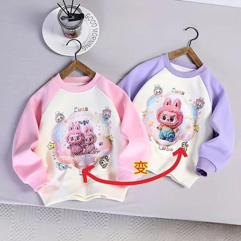 女童长袖华棉卫衣2025新款秋季洋气儿童女孩可爱卡通公主风上衣潮