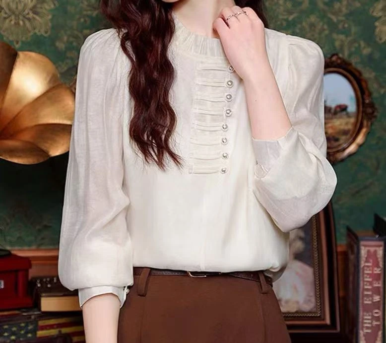 85【国风上衣】秋季国风薄款圆领长袖上衣
