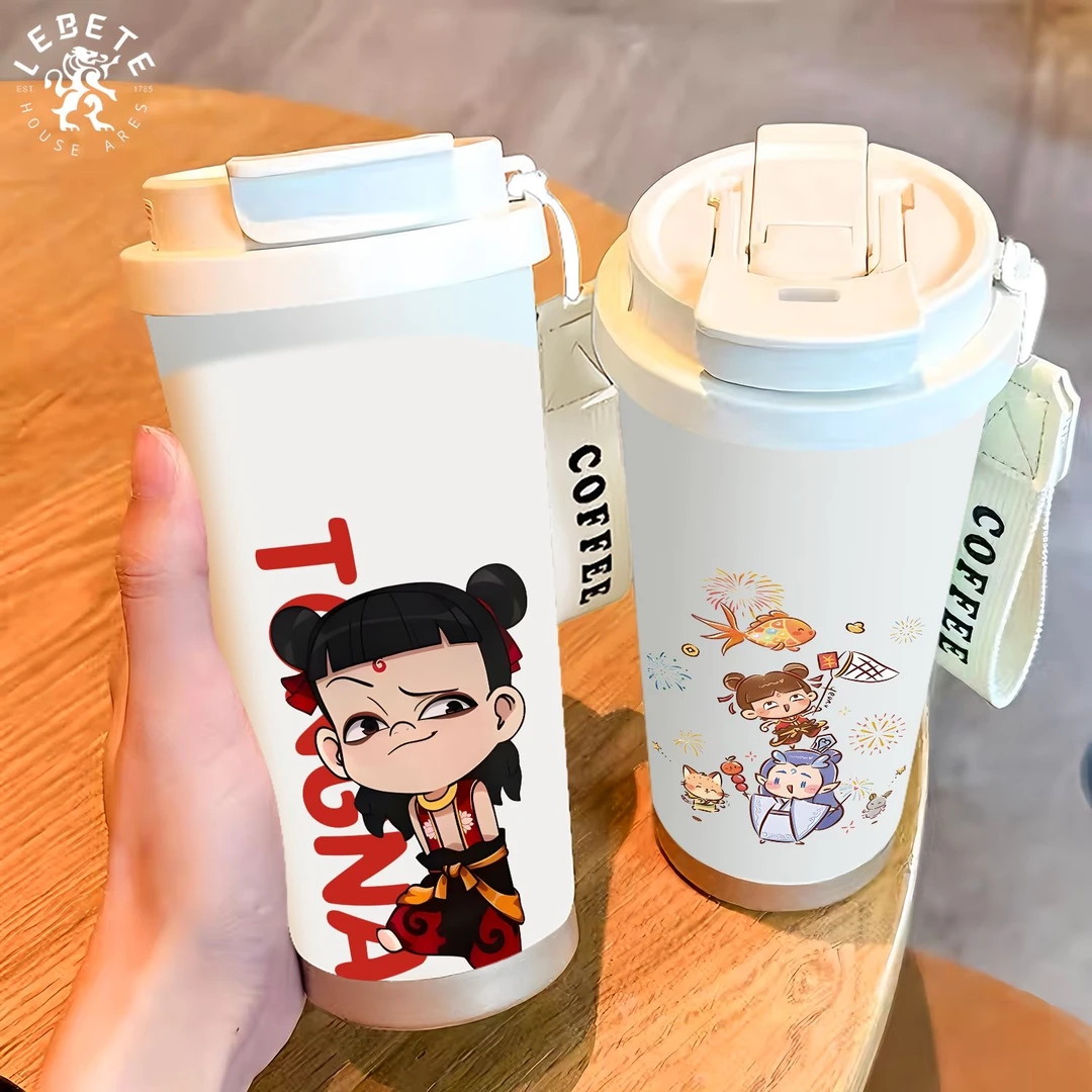 哪吒闹海三饮保温杯316食品级保温杯浮雕打印立体不锈钢520ml防漏