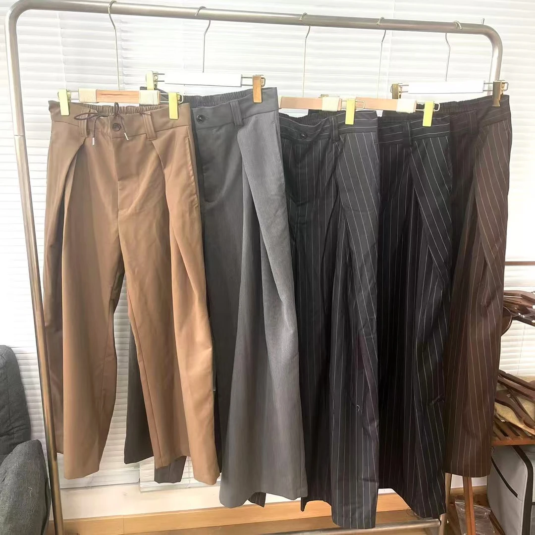 25春夏小众设计品牌新款压褶日式风极简宽松休闲西裤25060442