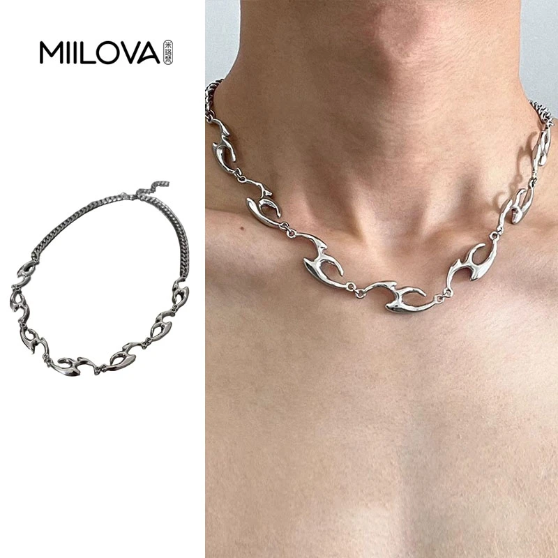 钛钢项链 男不规则异形小众高级设计感毛衣链锁骨链女冷淡风配饰