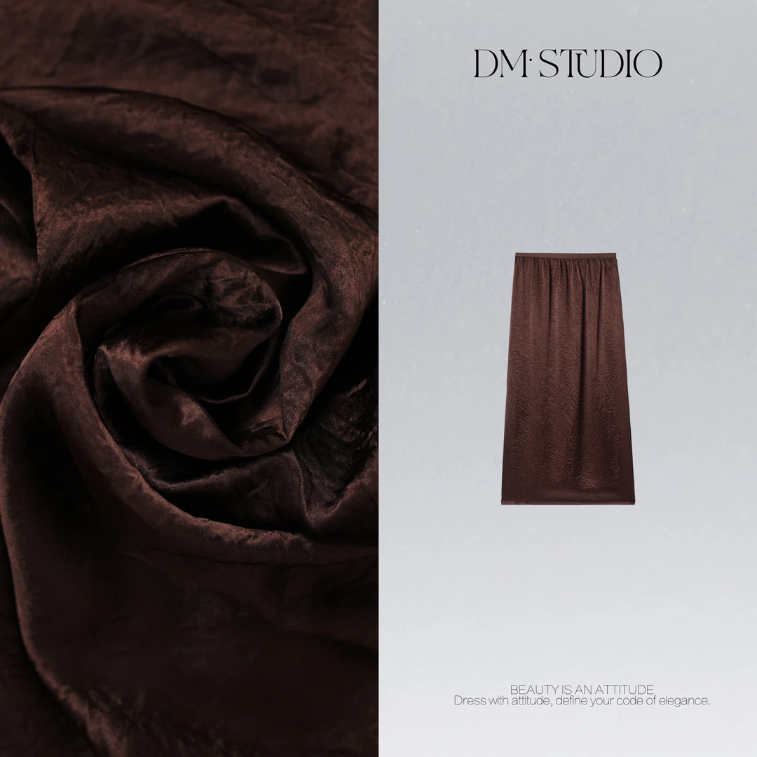 DEDM•STUDIO/气质精致极简100%醋酸减龄后开叉半身裙2507BSQ/6063