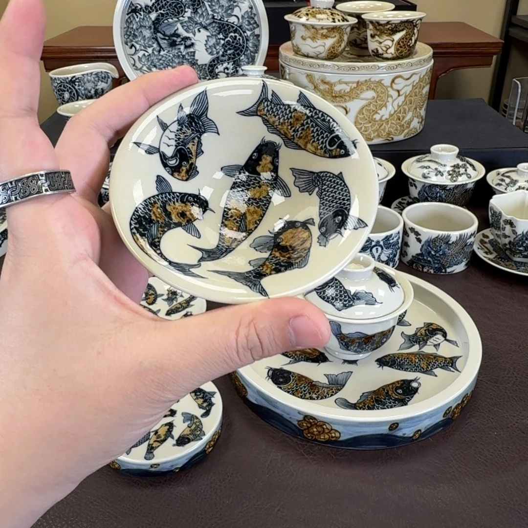 杯子九鲤图斗笠杯元经秘旨