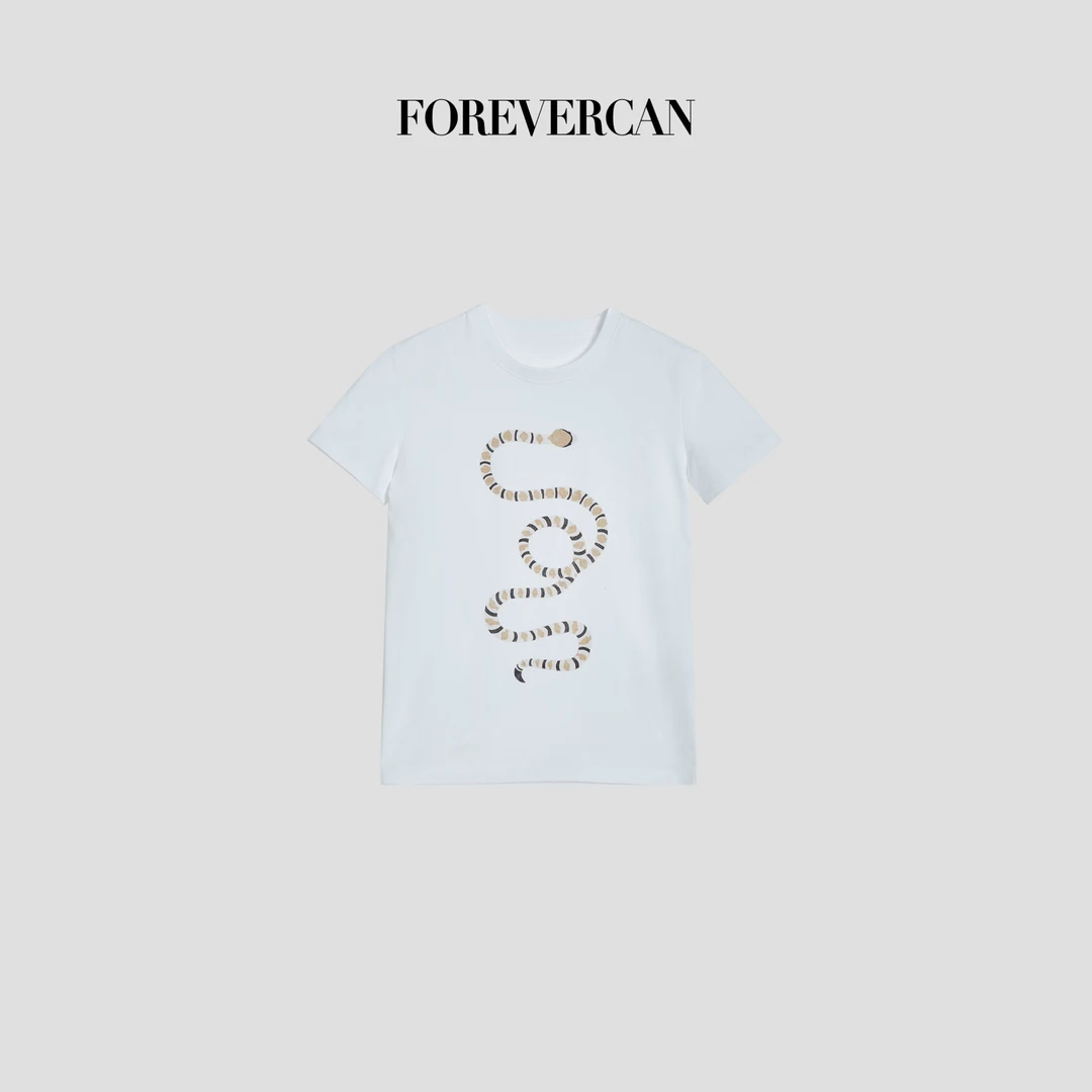 FOREVERCAN“贪吃蛇”灵蛇系列限定款手绘蛇纹短袖T恤 ST22772