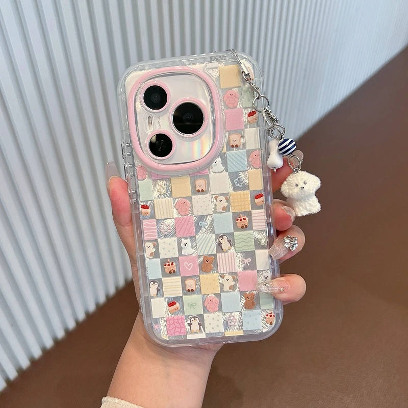 适用于荣耀power手机壳新款羽纱方块可爱卡通全包防摔女款网红
