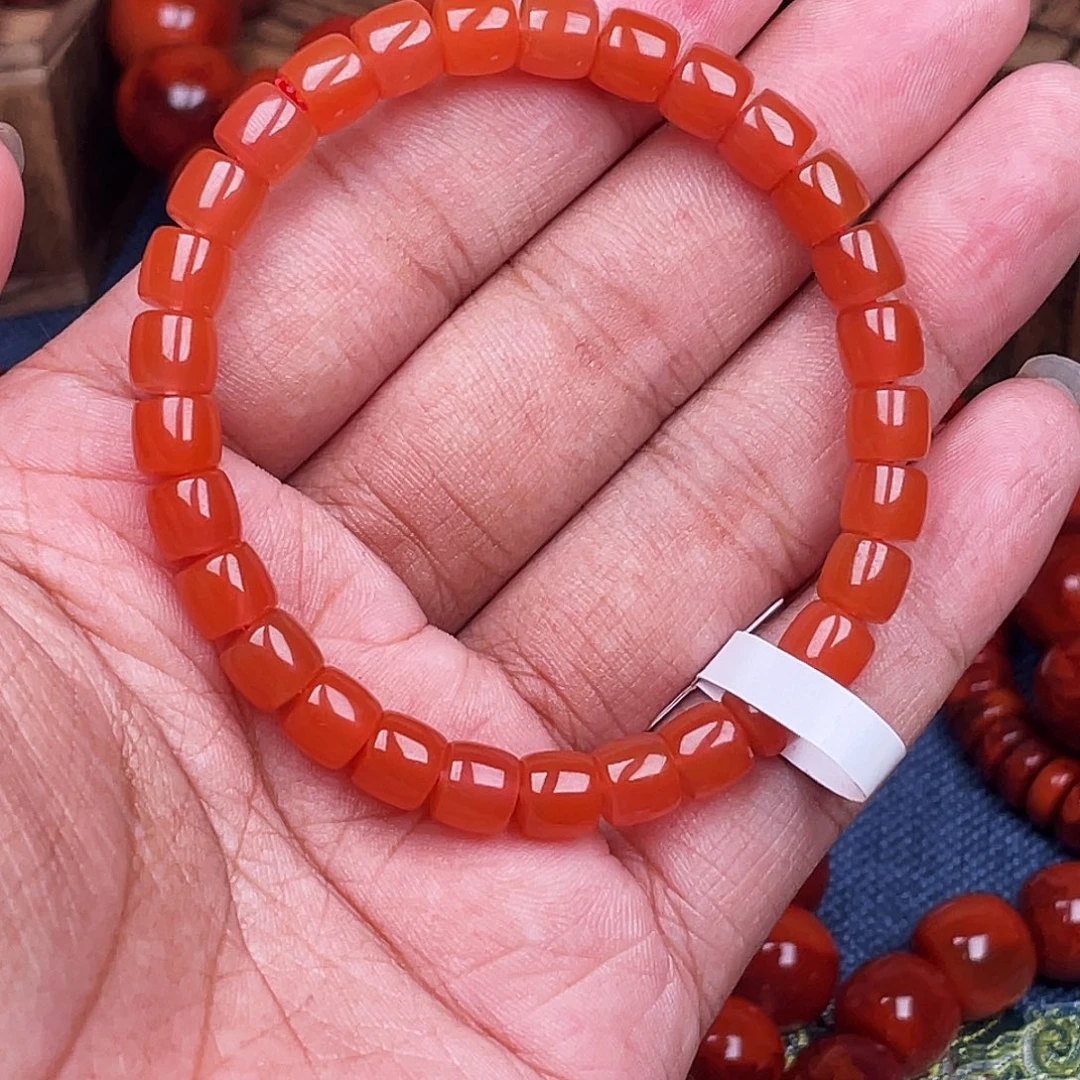 南红玛瑙未镶嵌手链南红凉山樱桃红卡7直切