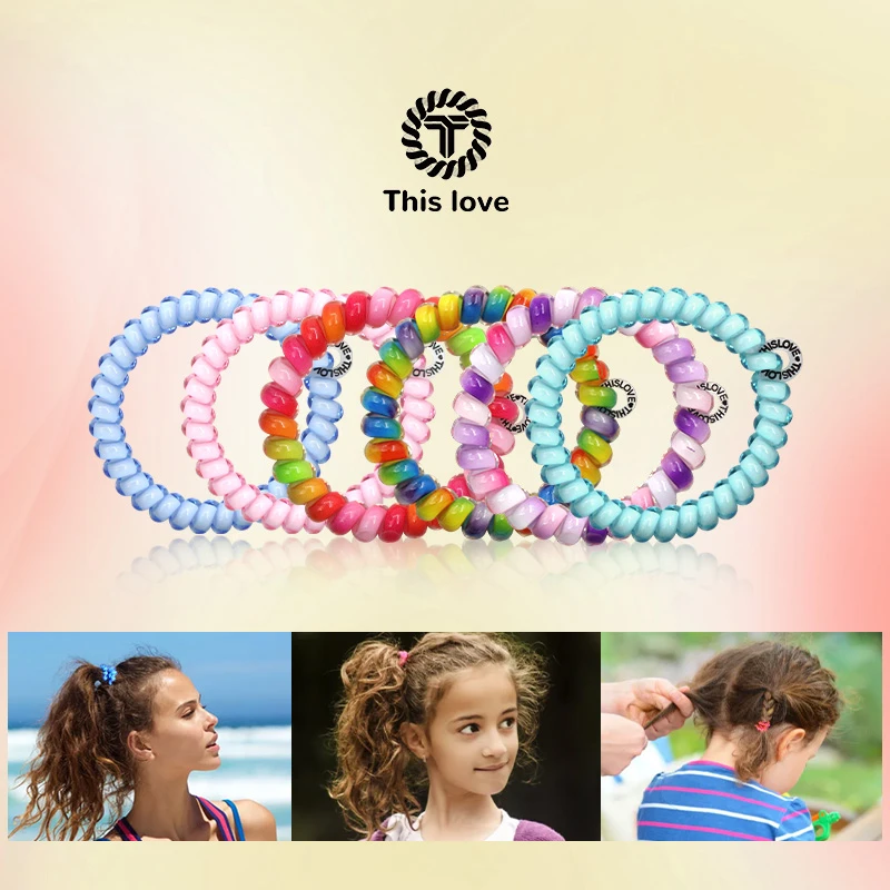 【彩虹系列】TL网红不伤发女高马尾高弹力电话线发圈韩版日系百搭