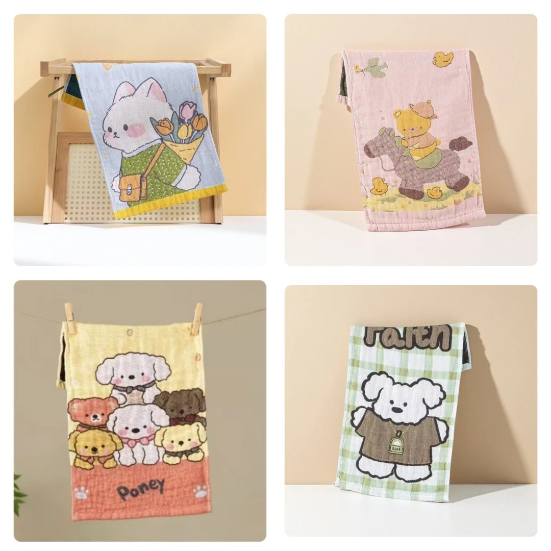 拍一发四A类纯棉纱布毛巾柔软吸水家用宝宝可爱洗脸面巾