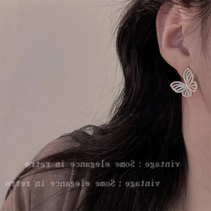 铜合金锆石耳饰 时尚轻奢镶蝴蝶耳钉耳环女韩系高级感亮气质淑女