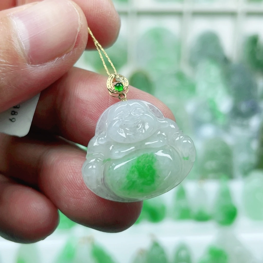 翡翠18K金镶嵌吊坠(不含链)