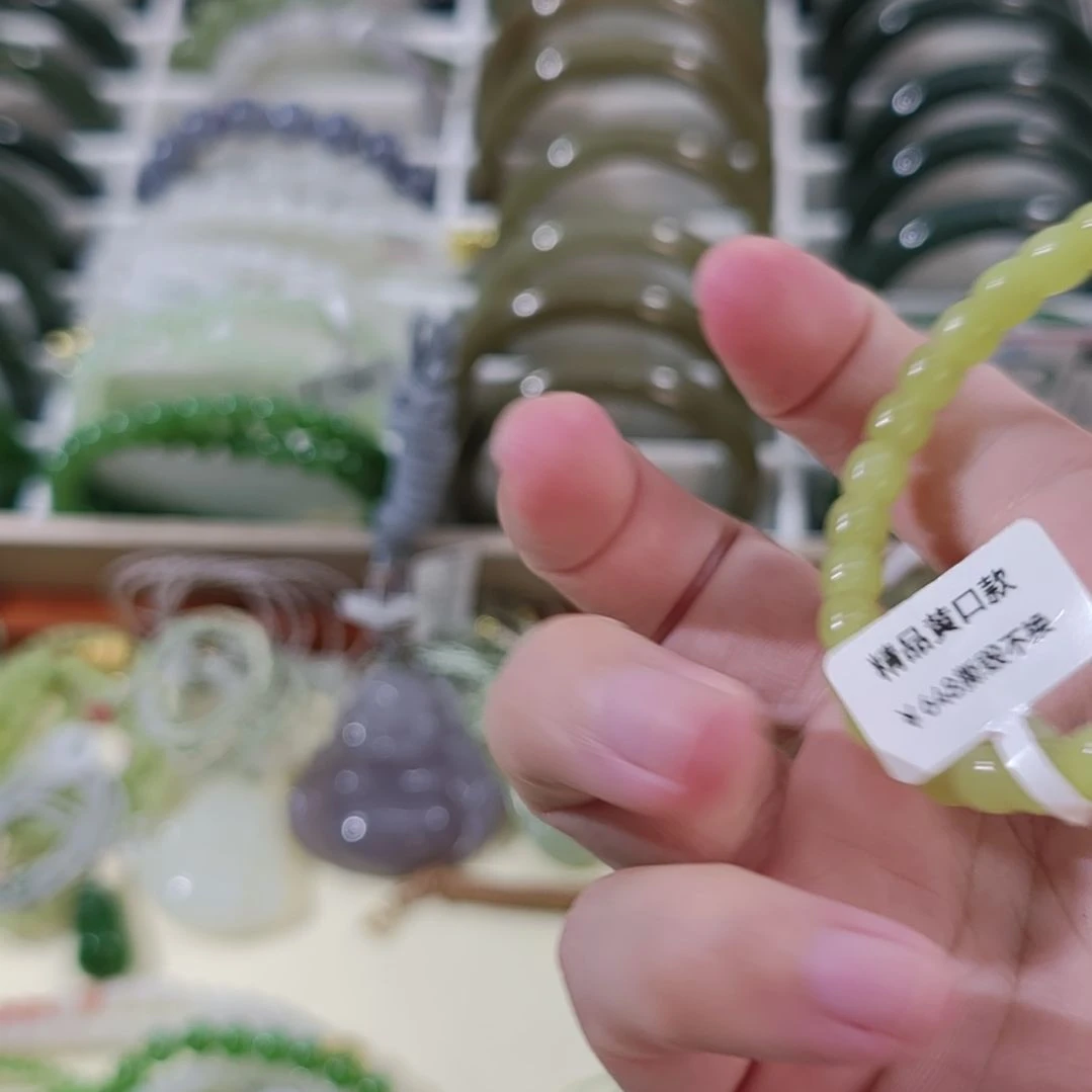 和田玉未镶嵌手链6×7高冰黄口直切和田玉手串×1