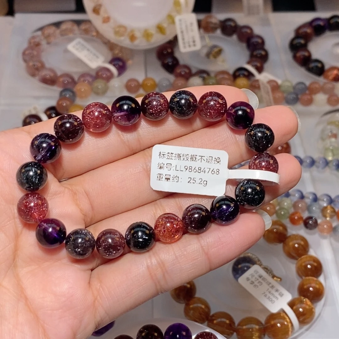 叶***泪未镶嵌水晶手链黑加仑超七手链J