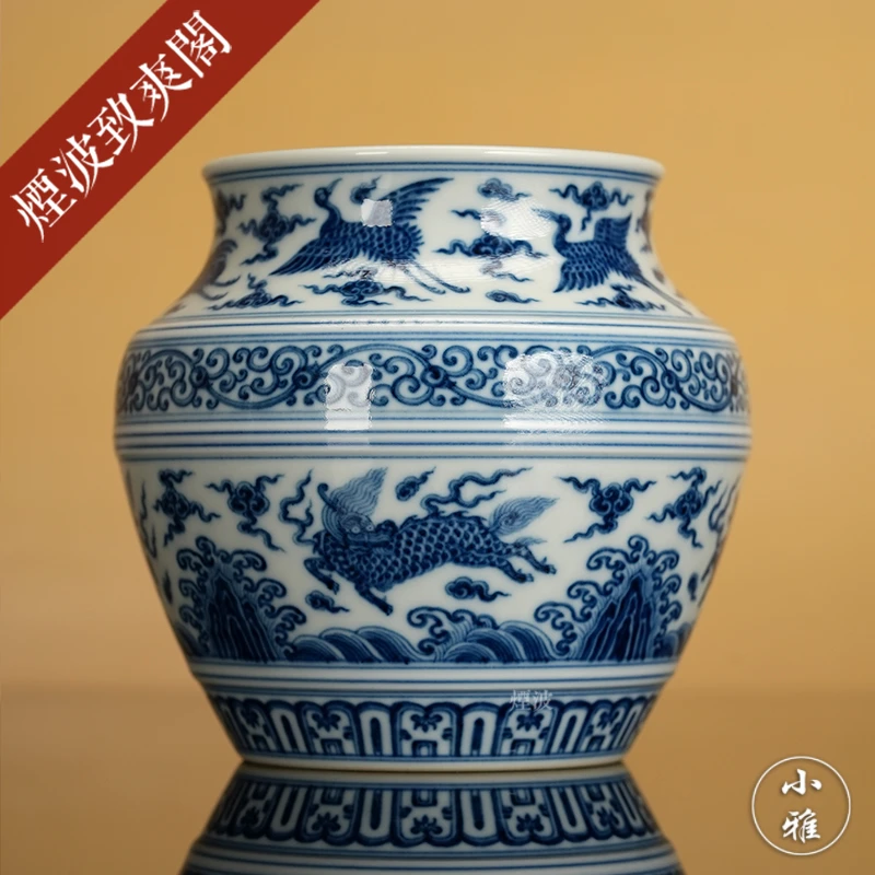 景德镇 小雅 阮定荣韻珍藏款 青花 文武双全 罐子 花瓶