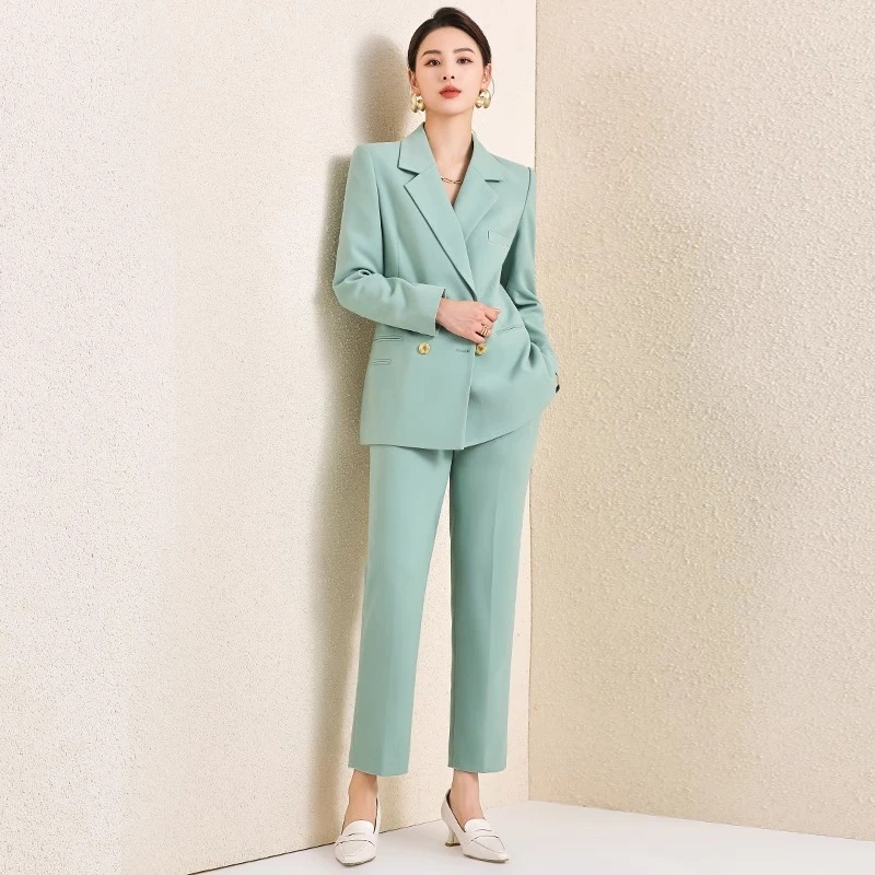 绿色西装外套女2025年时尚气质修身减龄小西服职业正装套装AC226