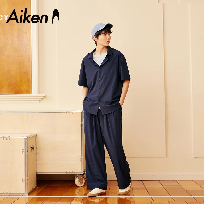 AIKEN爱肯都市抗皱短袖衬衫防晒弹力UPF50+免打理138125109202