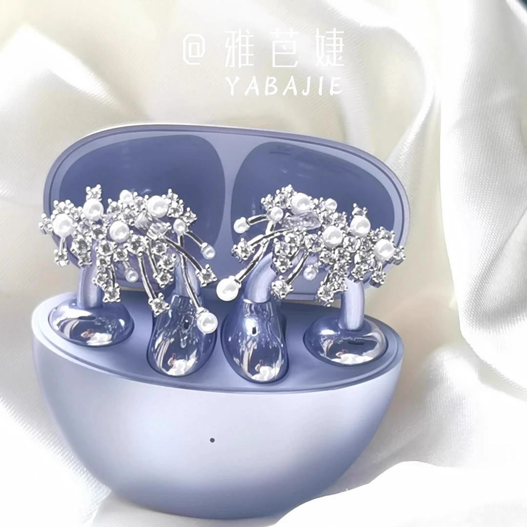 满天繁星贝珠耳机夹扣轻奢满赚锆石气质耳机配件送女友礼物ins饰