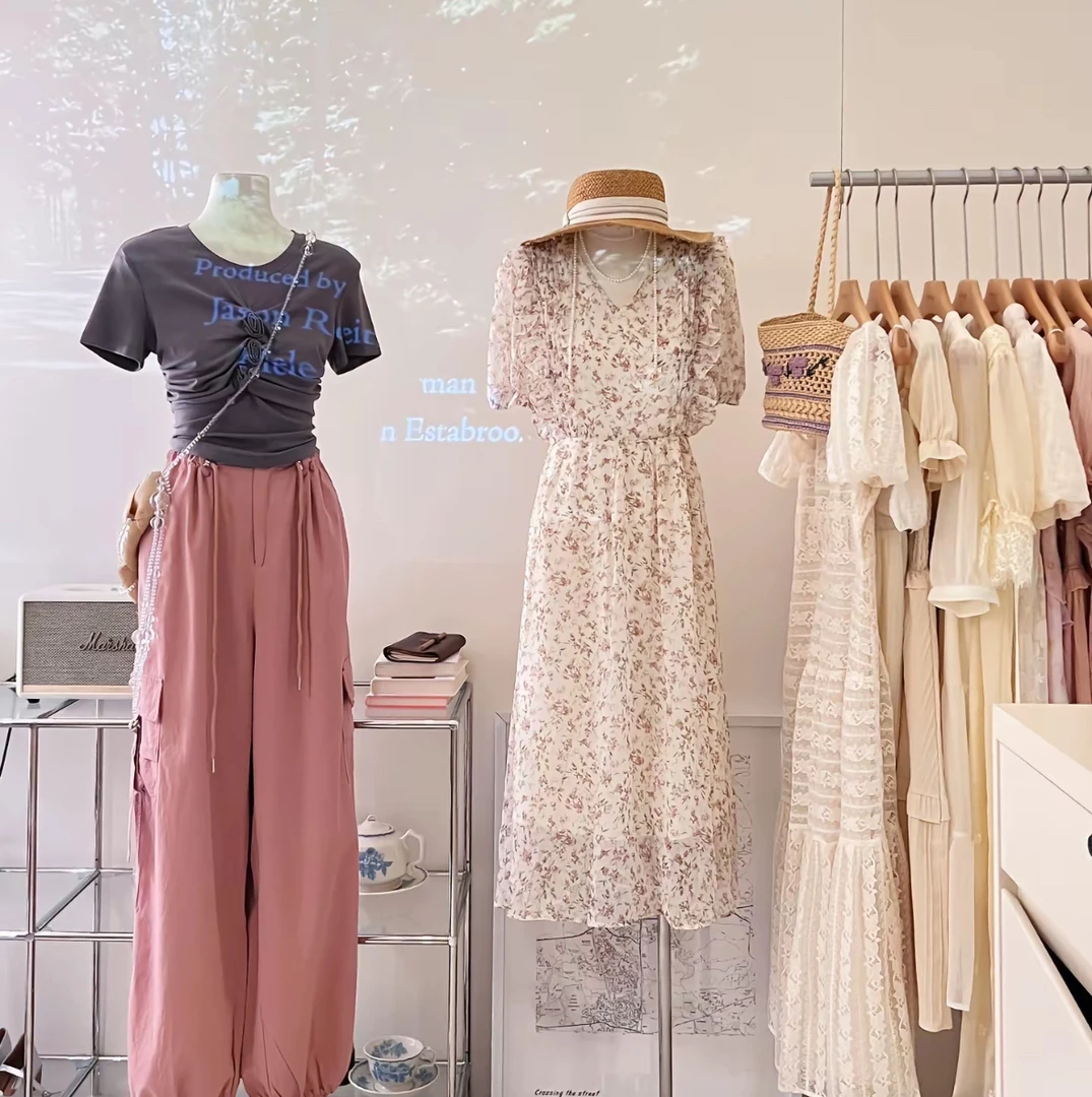 碎花连衣裙显瘦收腰设计气质中长裙夏季时尚女装