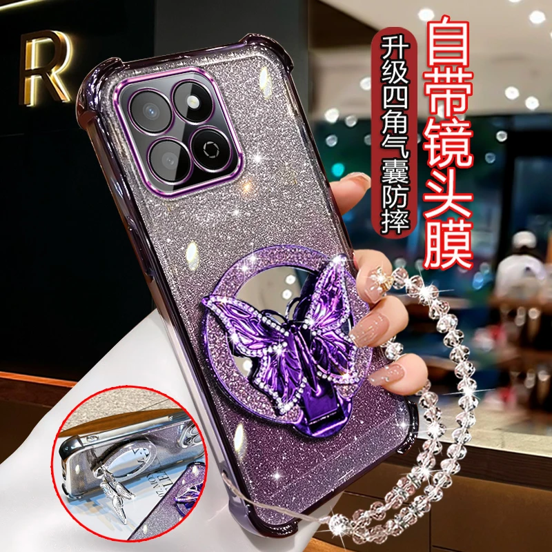 适用荣耀畅玩60plus新款手机壳女网红高级感ALT-AN00闪粉软壳轻奢