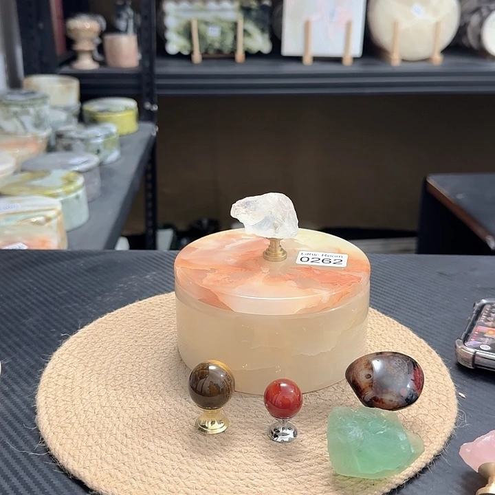 石材0262红花冰玉罐子