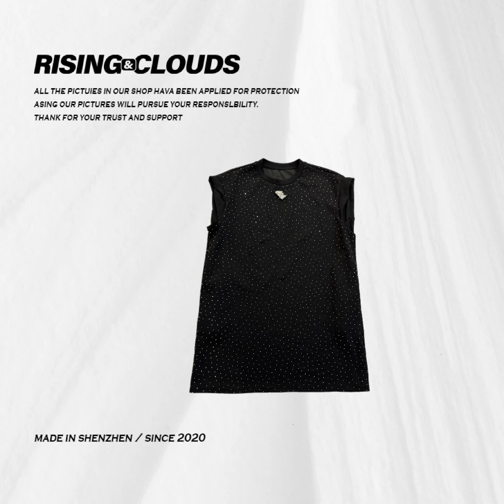 RISING&CLOUDS【小云姐】夏季显瘦百搭满钻圆领连衣裙050541