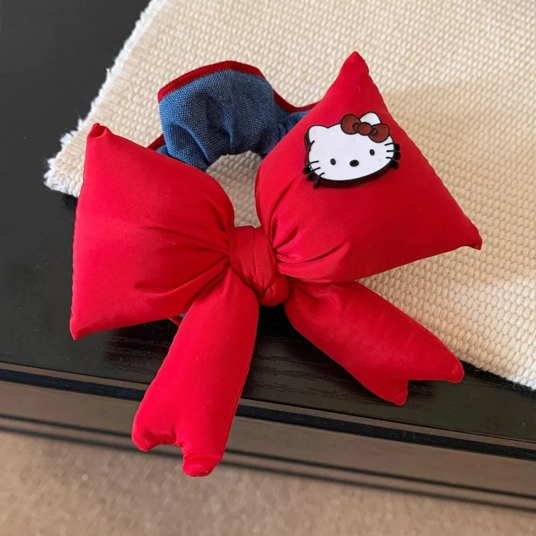 韩系红色kitty蝴蝶结大肠发圈高级感低马尾头发头绳气质头饰发饰