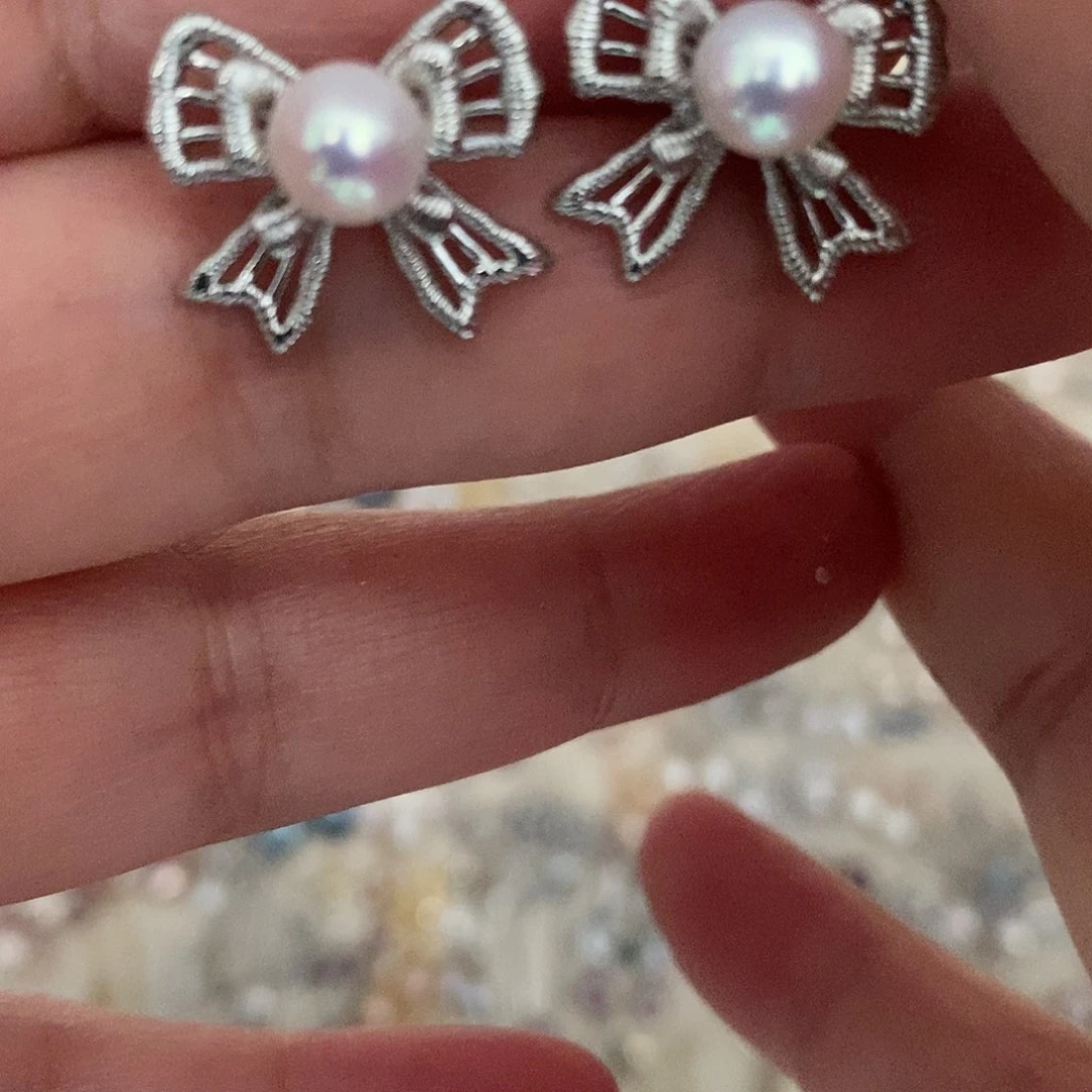 银S925镶嵌耳饰淡水珍珠