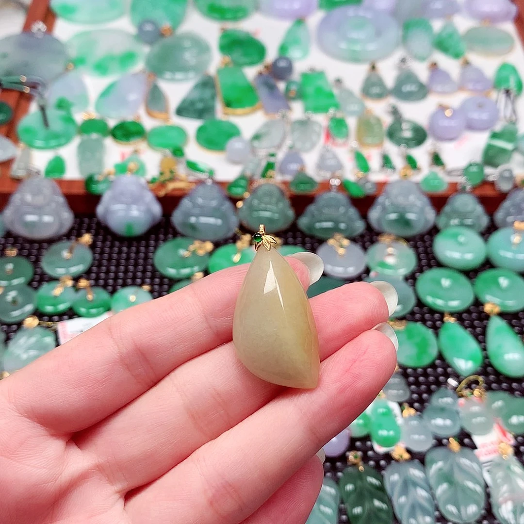 翡翠18K金镶嵌吊坠(不含链)