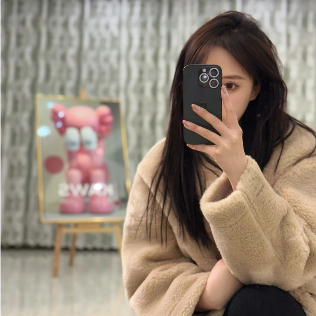 冬季新款慵懒风皮毛一体长款加厚大衣羊羔毛外套