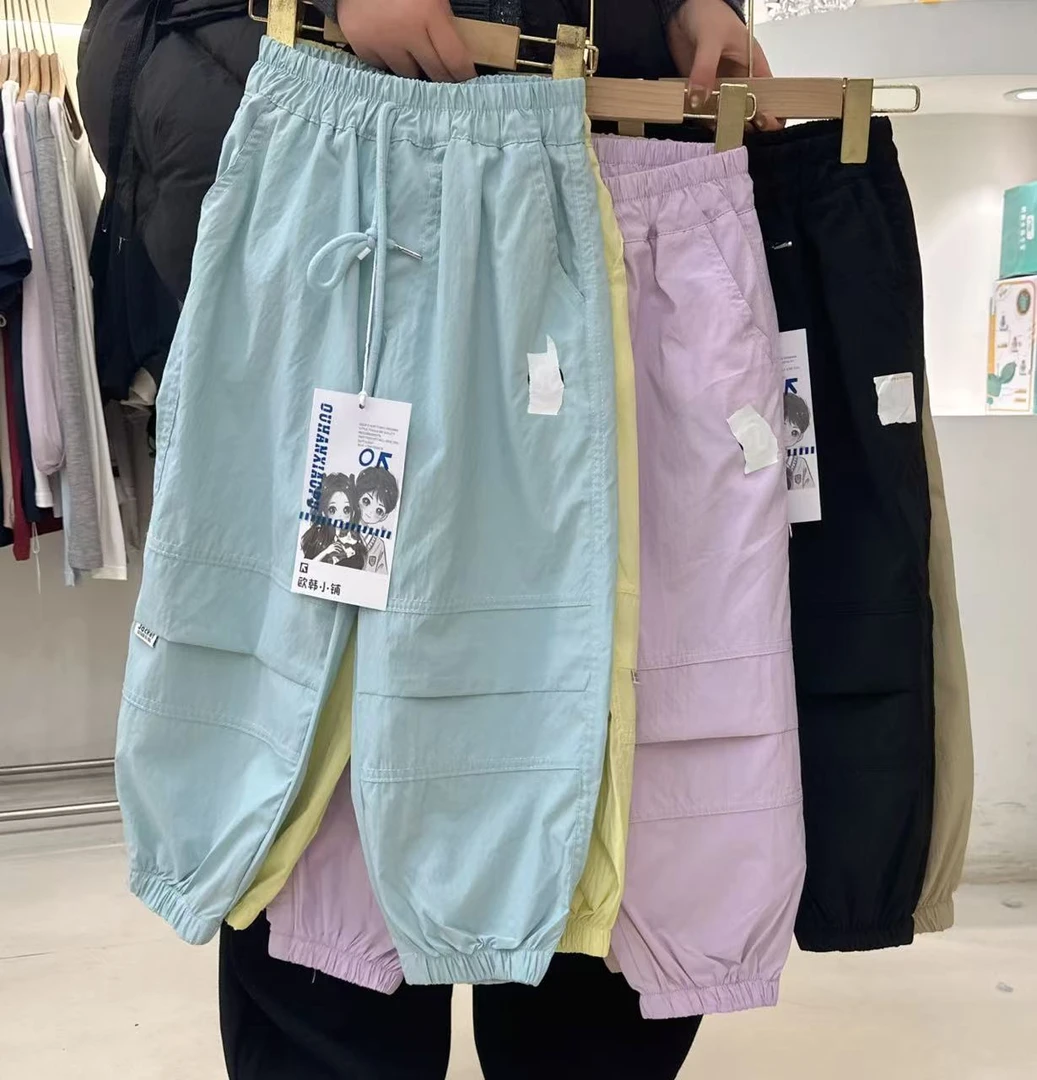 OHXP 2025夏季儿童韩版时尚字母休闲裤 25-27