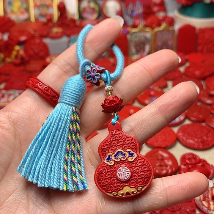 天然辰砂工艺品朱砂包包挂