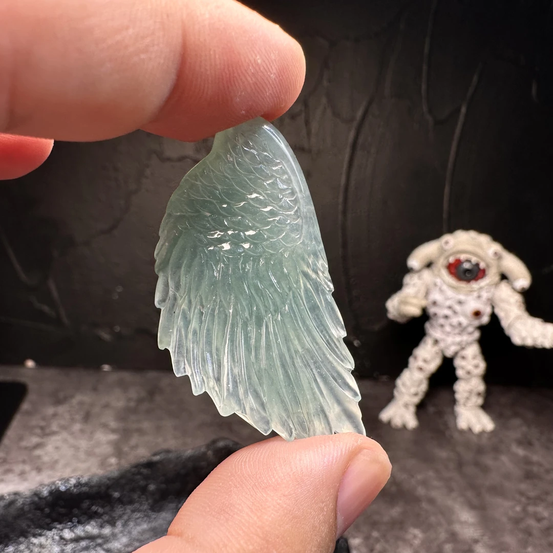 光之翼 Wings 高冰羽毛吊坠 天然缅甸翡翠 贡山商店