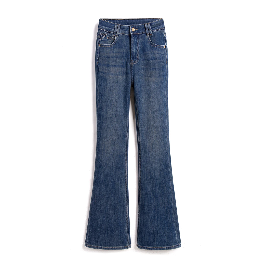 2025休闲新款微喇长裤牛仔裤百搭裤子女宽松显瘦长裤喇叭裤牛仔