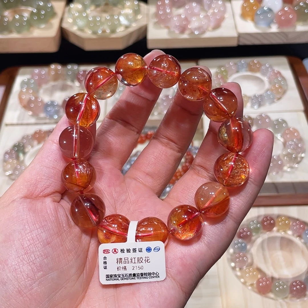 未镶嵌手链水晶胶花手链，晶体通透