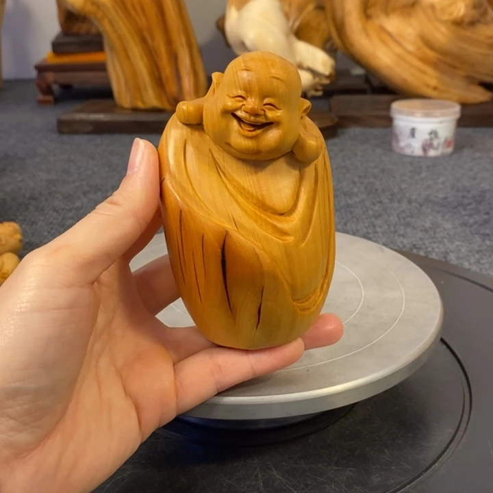 柏木（崖柏）?****?崖柏弥勒佛摆件根雕工艺品