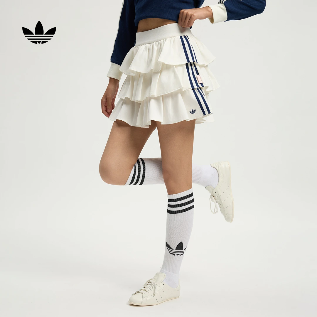 阿迪达斯三叶草 迪士尼玛丽猫联名运动短裙蛋糕裙女夏季 KE6654