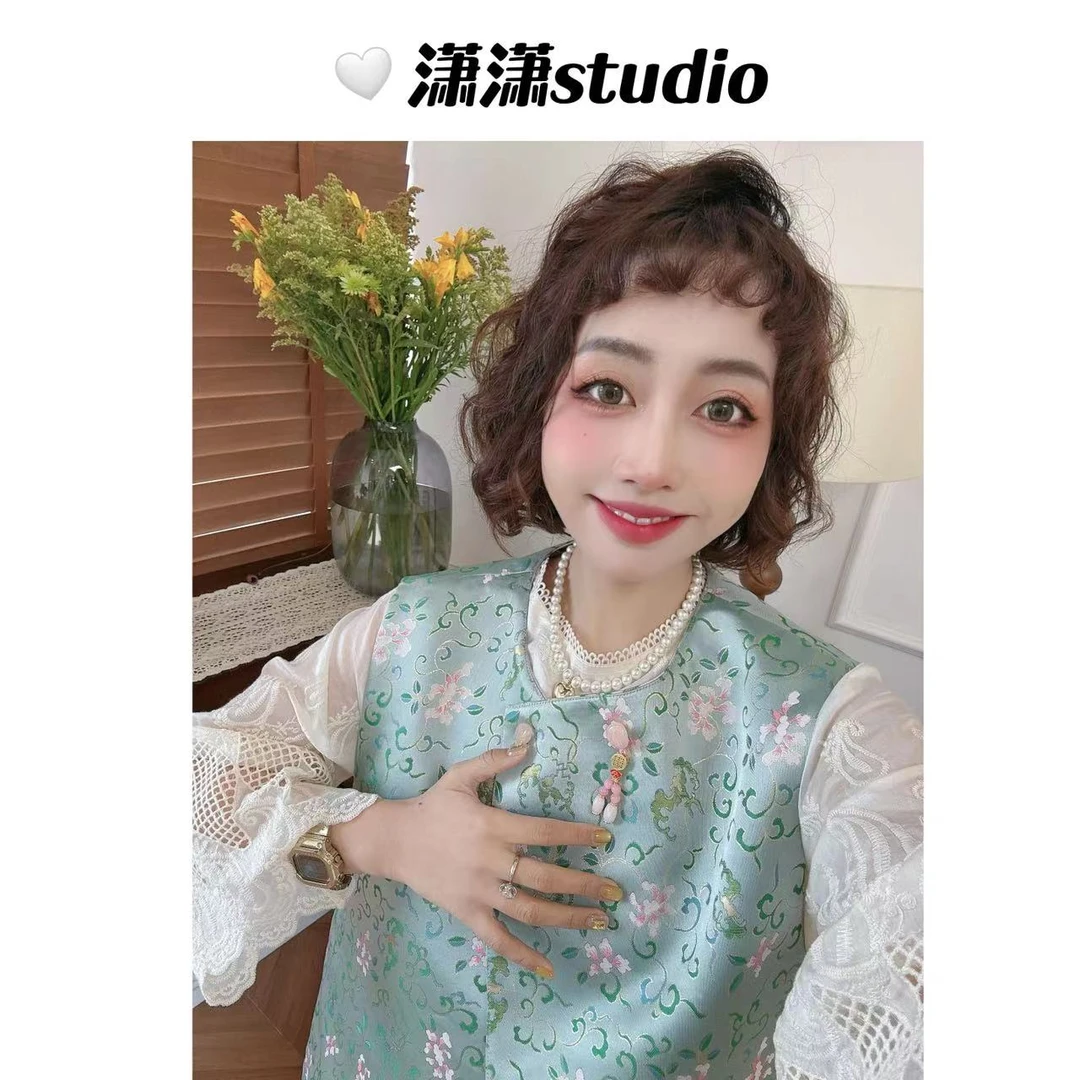 【桃花仙】【两面穿】潇潇自制特色扣子两面可穿国风设计马甲XS2352