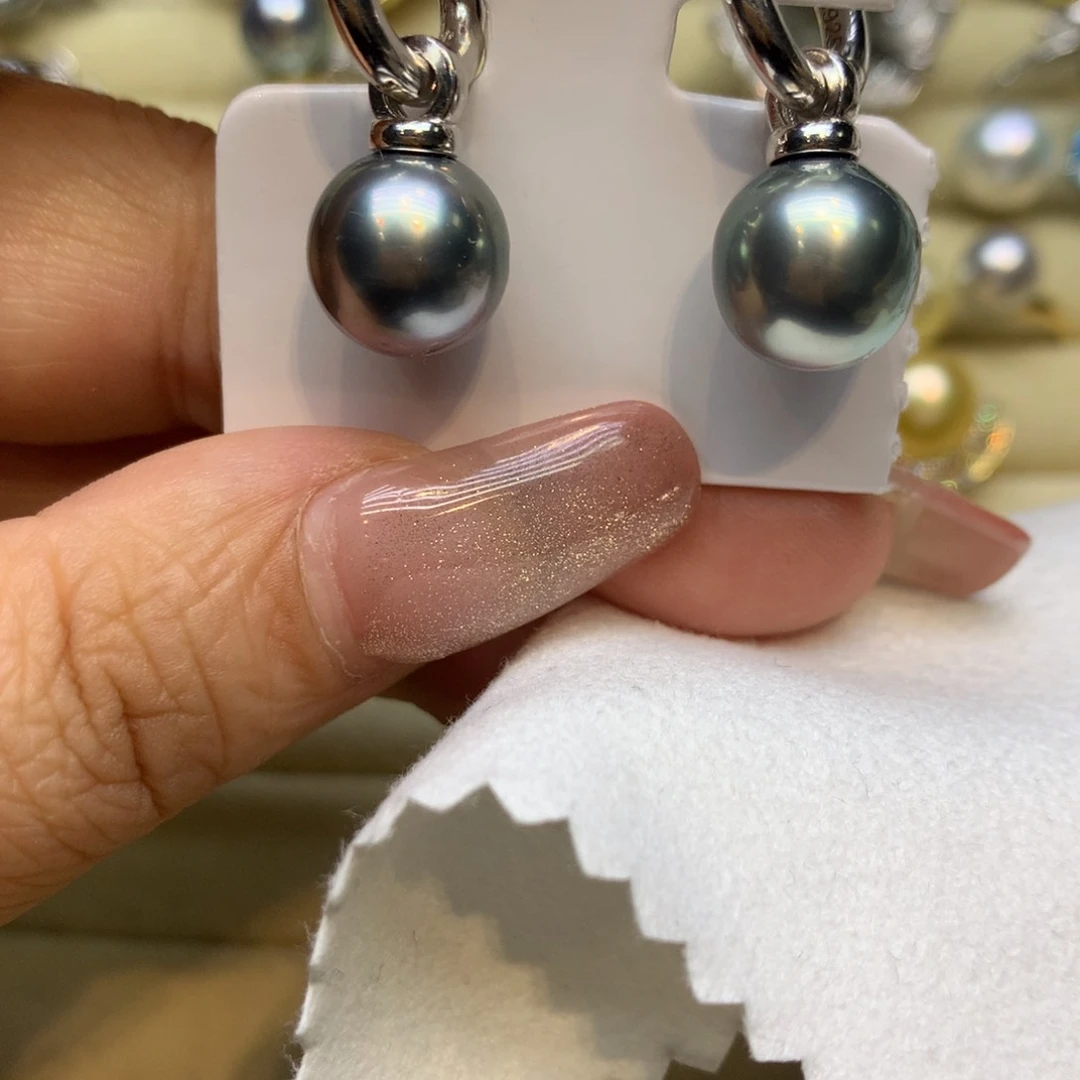 银S925镶嵌耳饰海水珍珠