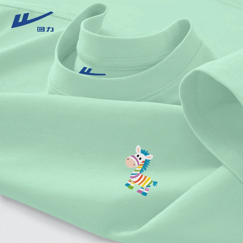 回力多巴胺纯棉绿色短袖男夏季2025新款宽松休闲半袖潮流t恤男款