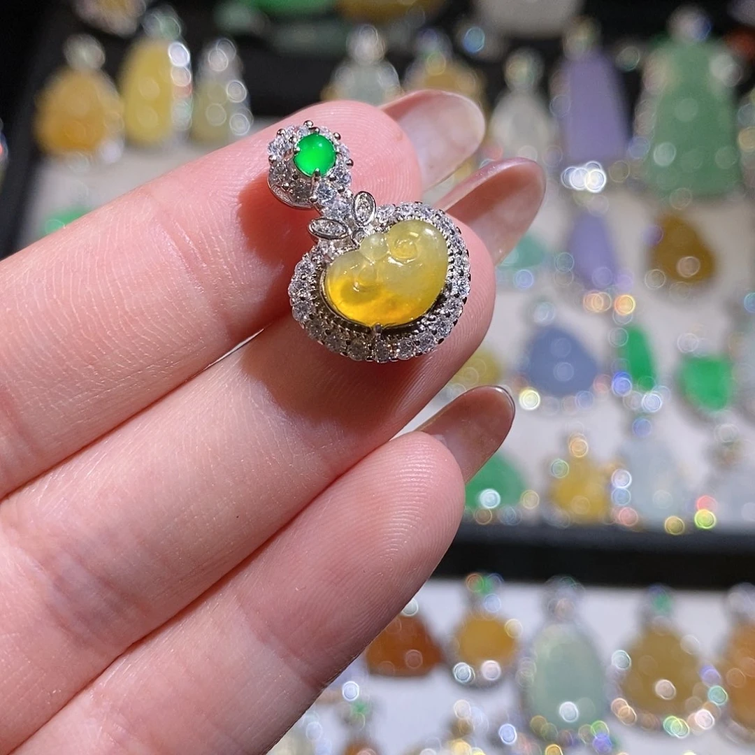 翡翠银S925镶嵌颈饰天然翡翠