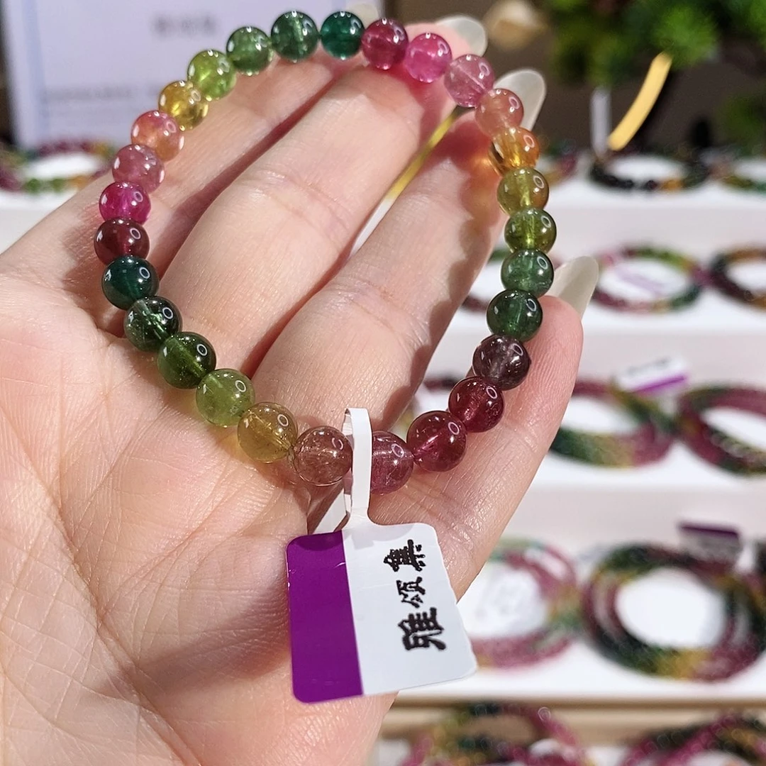 手串碧玺未镶嵌G2637素圈颜色微差