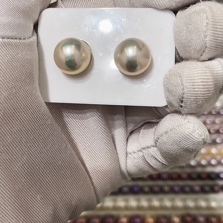 淡水珍珠耳钉银S925镶嵌✨****澄