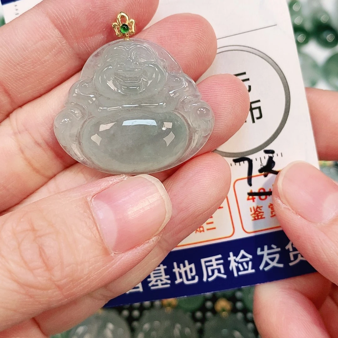 翡翠颈饰18K金镶嵌吊坠