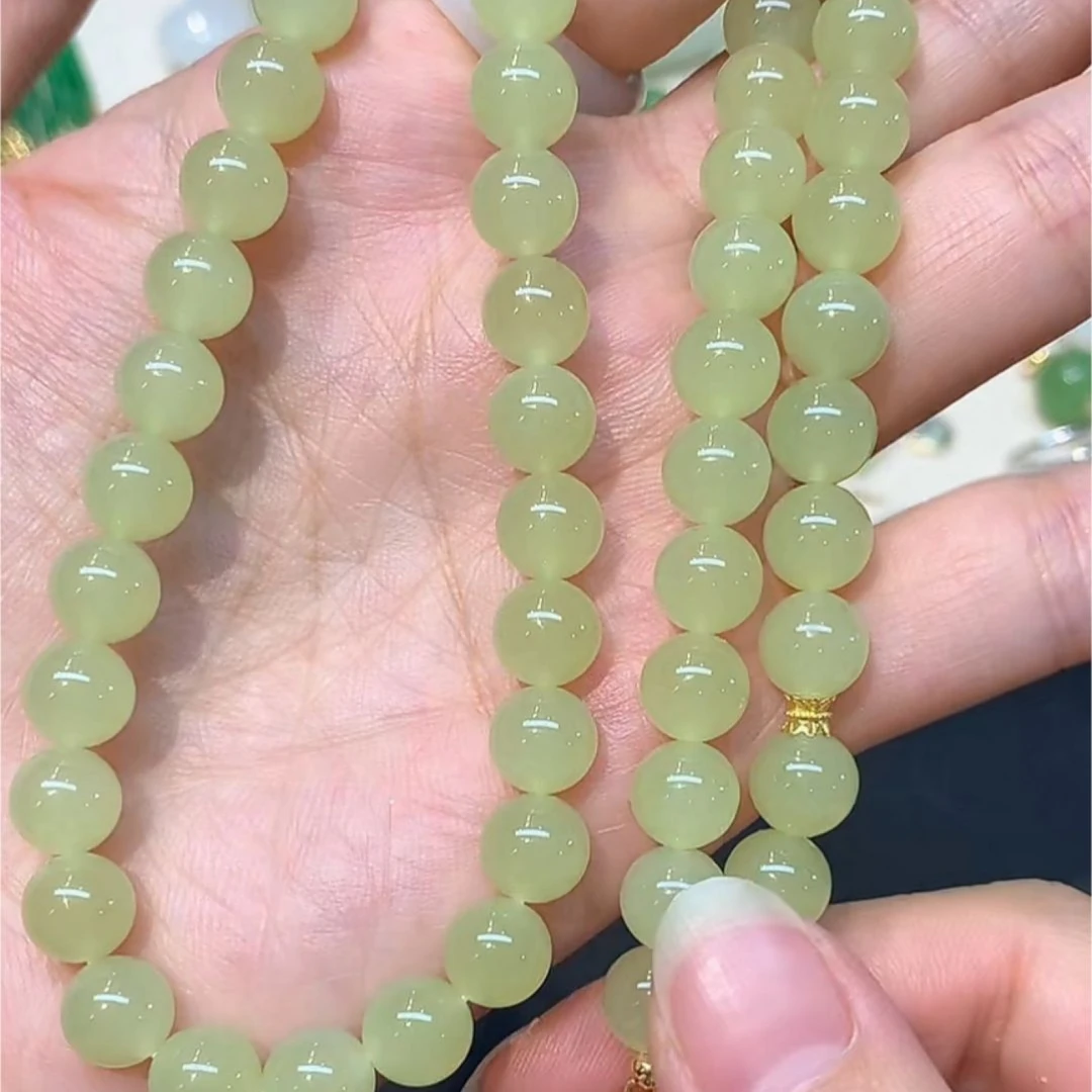 和田玉项链-18K金-约卡7.8mm-GG1506-BK|BHT7