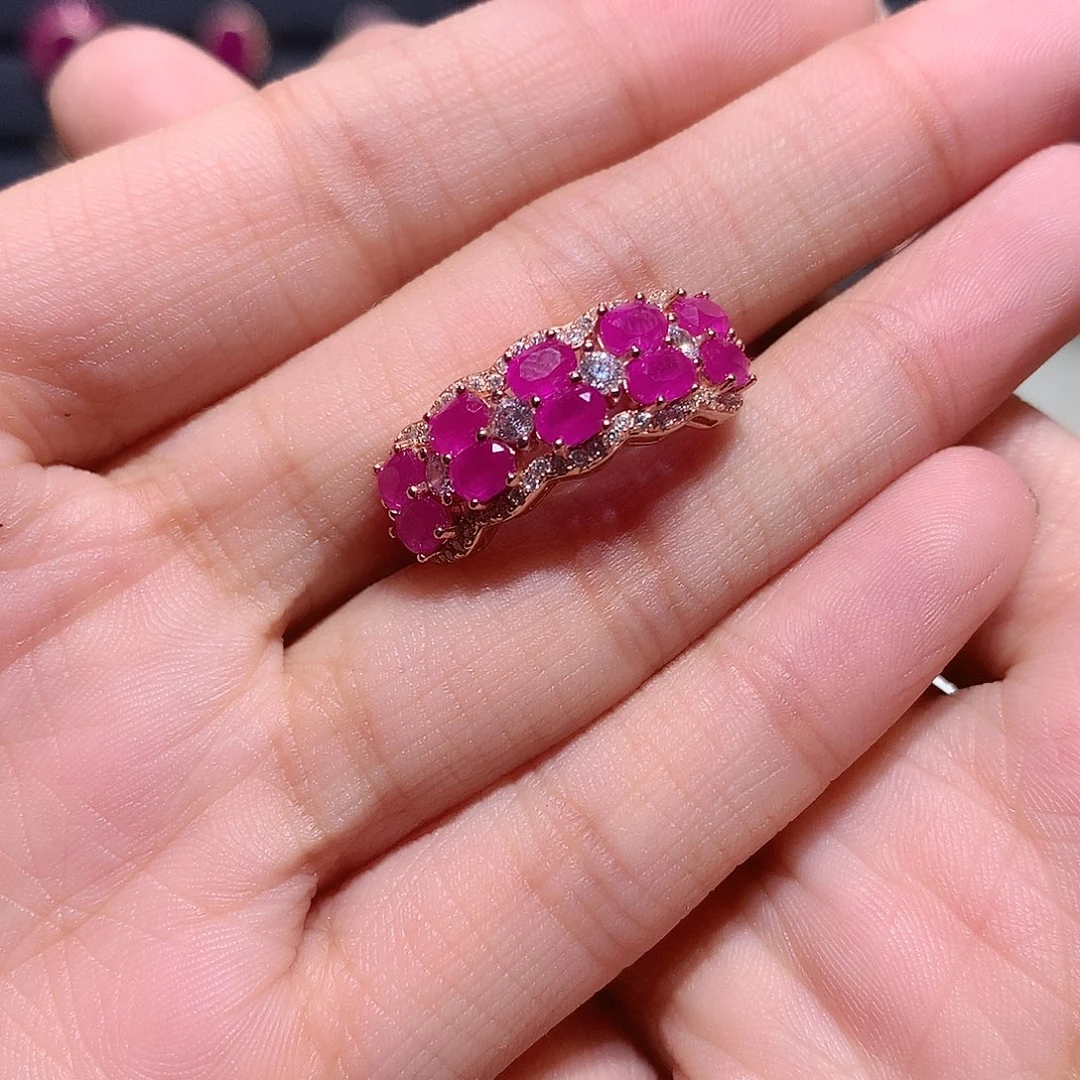 红宝石戒指银S925镶嵌