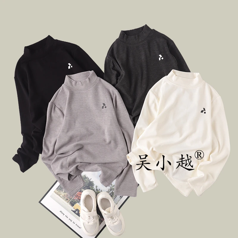 吴小越w1660男童中领圆领打底衫秋冬款韩版数码印花云朵绒t恤