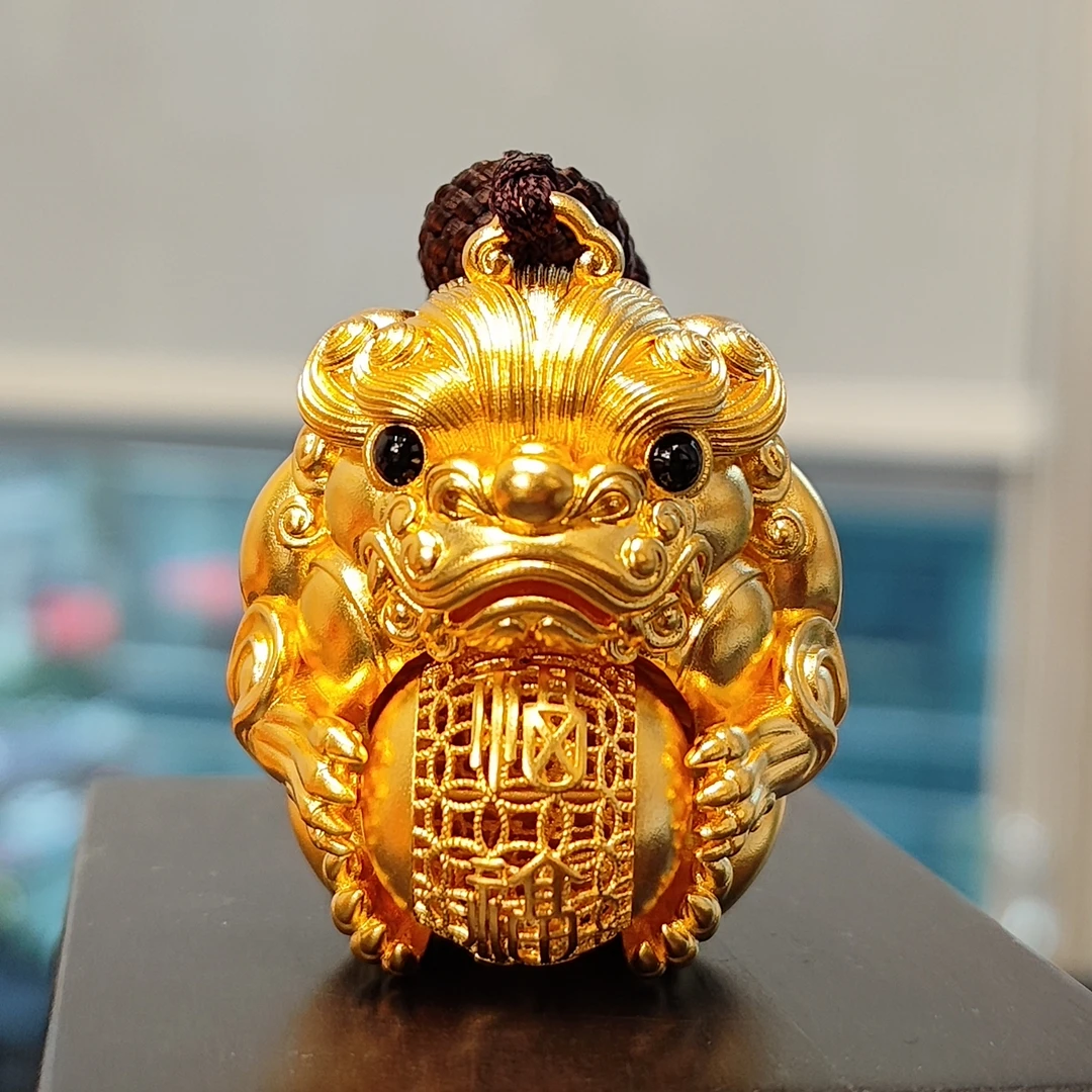 (九梵山海金)足金 古法抱福貔貅，古法半实心，黄金貔貅，暴富貔貅